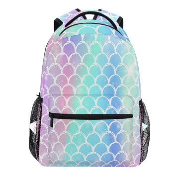 Full color printing Mermaid Scale girls backpack large capacity college backpack for women fashion travel backpack